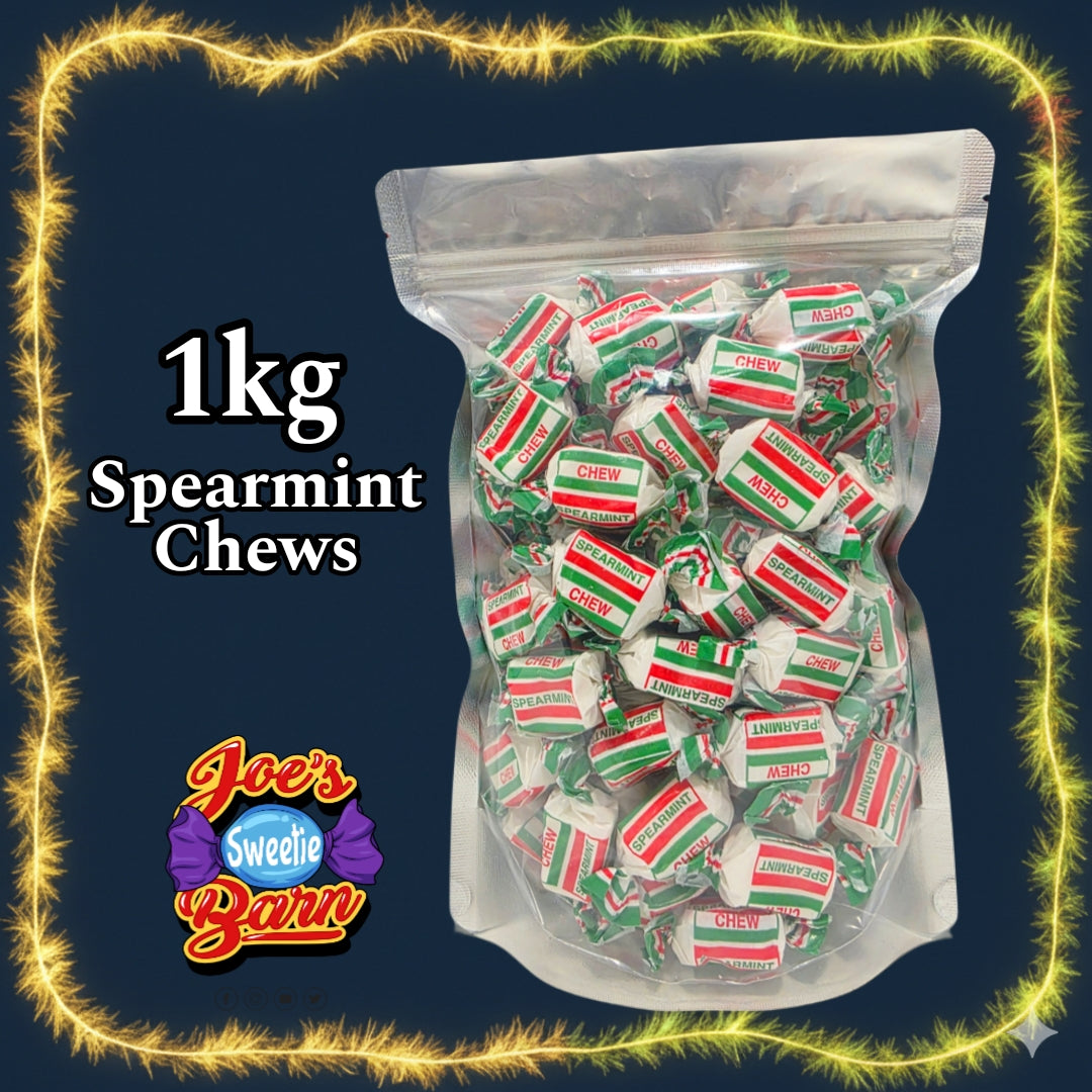 1kg Spearmint Chews From Joe's Sweetie Barn