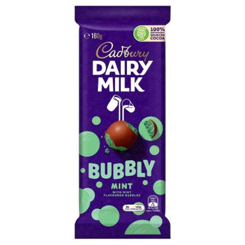 Cadbury Bubbly Mint (australian) 160g - Best Before 30/06/25