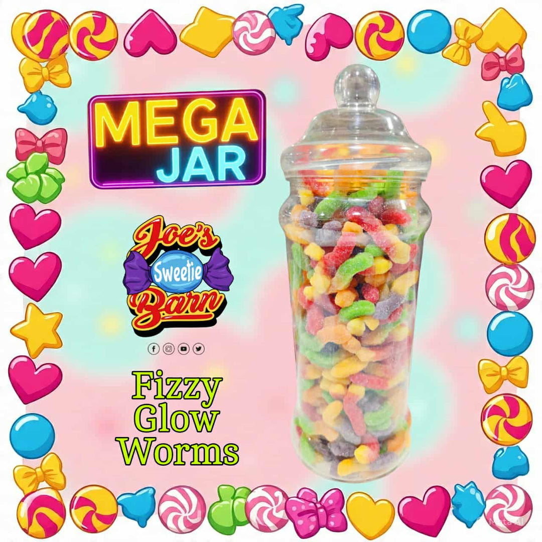 fizzy glow worms sweets jar at Joe's Sweetie Barn