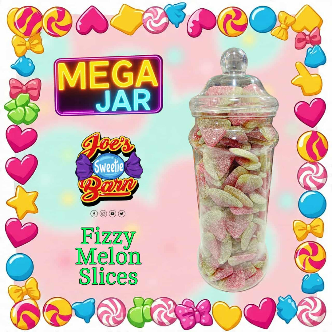 Fizzy melon slices sweets jar at Joe's Sweetie Barn