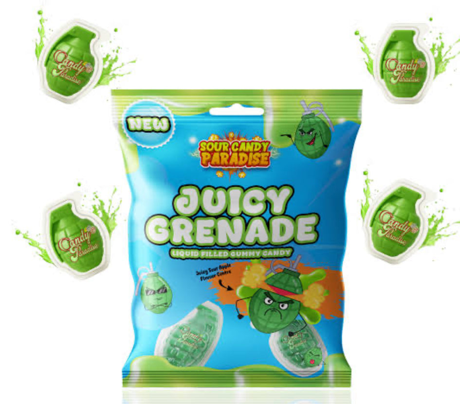 Juicy Grenade Sour Apple Filled Gummies 72g