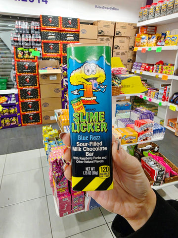 Slime Licker Blue Razz Chocolate Bar 50g - Best Before 08/07/25