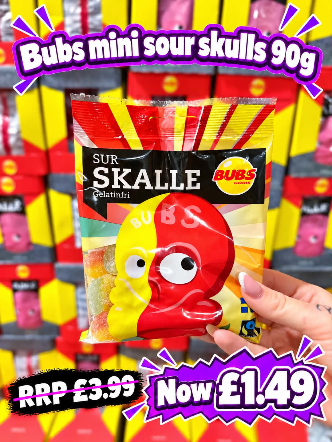 Bubs Mini Sour Skulls 90g - Best Before 31/08/2026