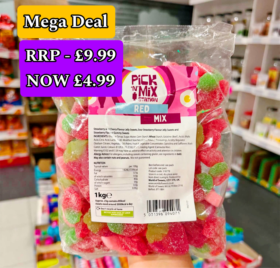 Pre Packed Red Pick & Mix 1KG - BEST BEFORE END JUNE 2026