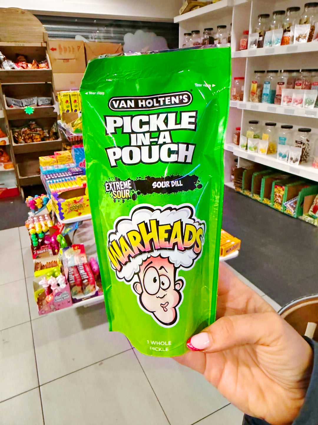 Warheads Extreme Sour Dill Pickle In A Pouch - 306g