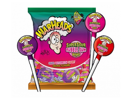 Warheads Super Sour Bubble Gum Pops Assorted Flavours 105g