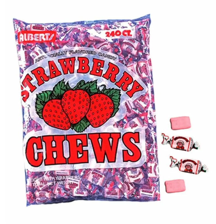 Alberts Strawberry Fruit Chews - 600g - Huge Bag