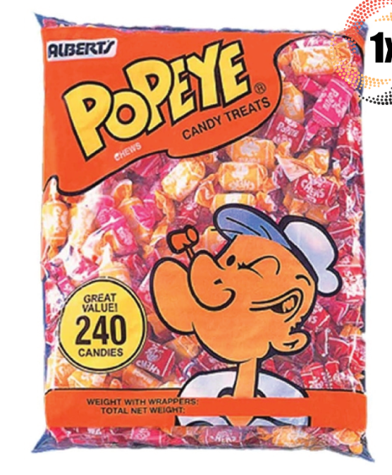 Alberts Popeye Fruit Chews - 600g - Huge Bag