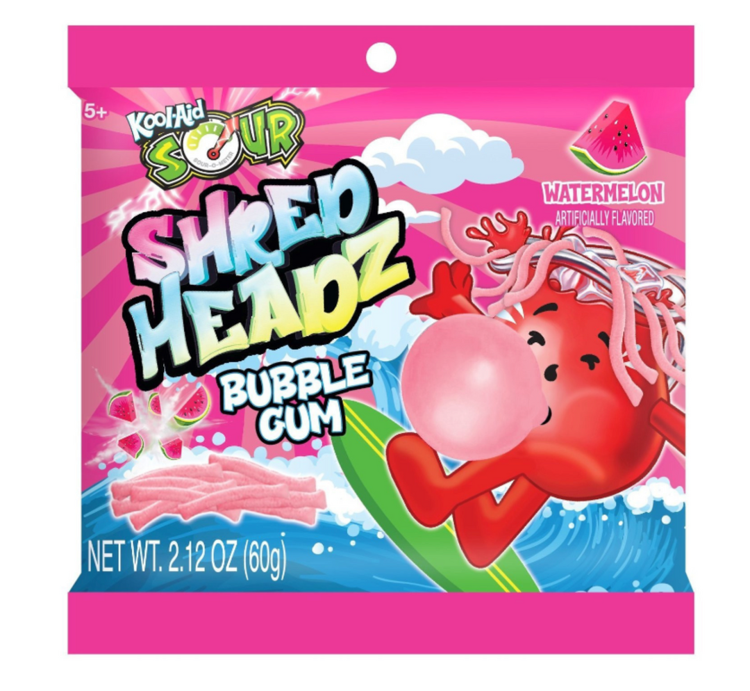 Kool-Aid SOUR Shred Headz Sour Watermelon Bubblegum - 2.12oz (60g)