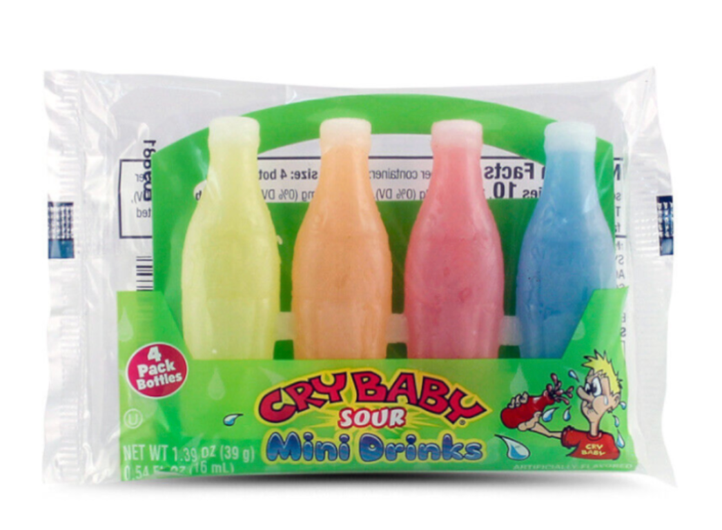 Cry Baby Sour Mini Drinks Wax Bottles 4 Pack - 1.36oz (39g)