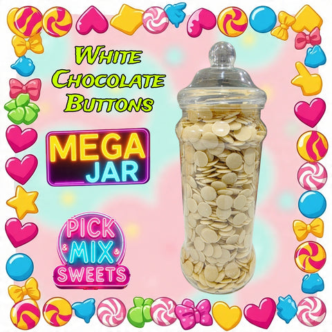 White Chocolate Buttons Mega Jar 1.5kg