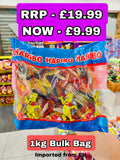 1kg Haribo Glow Worms Mega Bag - Best Before 30/06/25