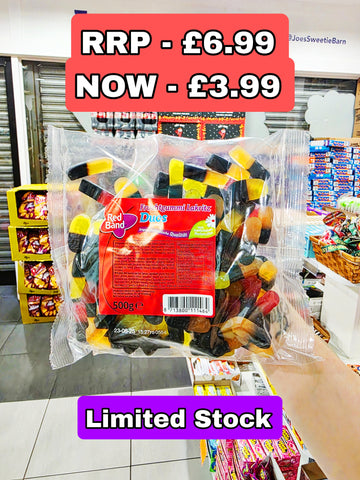 Red Band Fruit Gum Liquorice Duos 500g - Best before 23/08/25