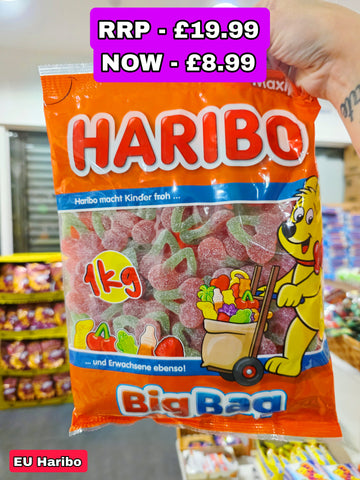 1kg Haribo Fizzy Cherries Mega Bag - Best Before 31/07/25