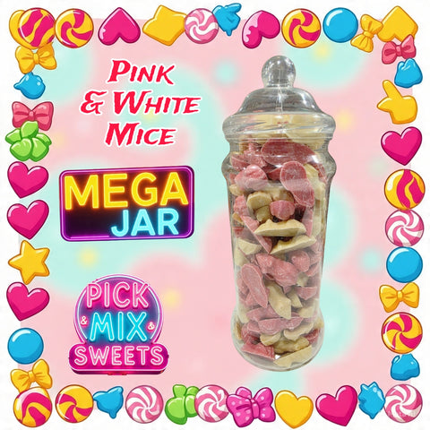 Pink & White Chocolate Mice Mega Jar 1.4kg